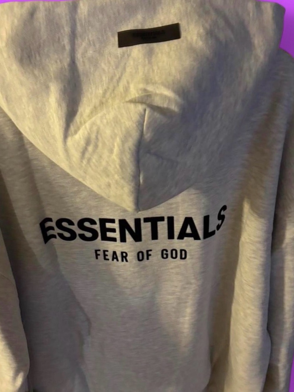 Fear of God Essentials Oatmeal Color Hoodie with Black Logo